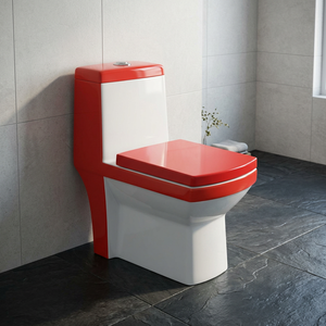 WC monobloc en céramique rose à design diamant carré avec système de chasse d'eau à jet, WC indien - Product Image 3