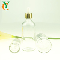 Vente en gros de pots cosmétiques en verre rond transparent 100ml 30ml 3.5OZ Conteneur d'huile essentielle Bouteille de gouttes pour les yeux avec compte-gouttes