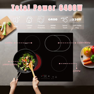 Table de cuisson électrique 24 pouces à 4 brûleurs, plaque de cuisson en céramique encastrable, brûleur de cuisinière électrique radiant 6000W avec commande tactile - Product Image 5