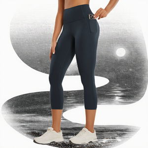 Leggings de yoga à taille haute élastique imprimés, extensibles dans quatre directions, style bootcut longueur genou, en Spandex/Polyester pour femmes - Product Image 2