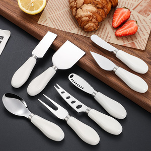 Cheese <b>Knife</b> <b>Set</b> Stainless Steel Ceramic Handle Dishwasher Safe Cheese Tools - Product Image 1