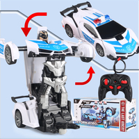 Coche RC Transformable en Coche Deportivo, Robot, Coche de Policía, Modelo de Juguete, Regalo de Cumpleaños para Niños, Regalo de Juguete para Niños