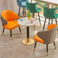 Chaises de salle à manger modernes et simples en cuir et fer forgé, avec dossier, pour restaurant occidental, café, bureau et salon – Vente personnalisée