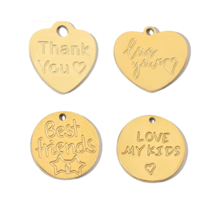 Ciondolo Rotondo in Acciaio Inossidabile con Incisione 'Best Friends', Charm Ispirazionale con Scritta 'Love You' per Creazione di Gioielli Fai-da-Te - Product Image 4