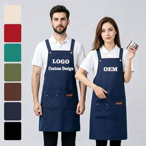 Wholesale Cross Back Sleeveless Canvas <b>Apron</b> for Commercial <b>Kitchen</b> Restaurant Cafe Use-Washable Reusable Durable Eco-Friendly - Product Image 1