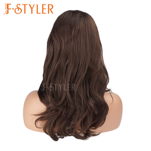 FSTYLER naturel lâche ondulé <span class=keywords><strong>cheveux</strong></span> longs pour les femmes <span class=keywords><strong>mi</strong></span> séparation brun foncé blond fibre synthétique perruques usine en gros perruque de fête - Product Image 3