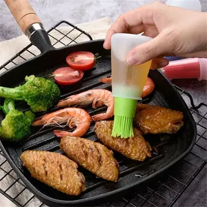Silicone <b>Oil</b> Bottle Brush <b>Oil</b> <b>Dispenser</b> Bottle With Barbecue Brush High Temperature Resistant Basting Brush Kitchen BBQ Tools - Product Image 4