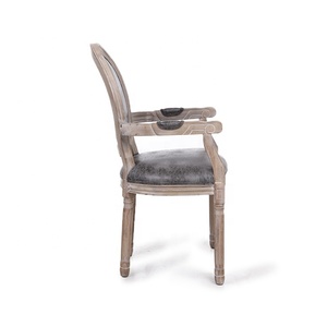Meubles De Salon Confortable Accent Pieds <span class=keywords><strong>En</strong></span> Bois De Caoutchouc Gris Feuille Tissu <span class=keywords><strong>En</strong></span> <span class=keywords><strong>Cuir</strong></span> Salle À Manger Bras <span class=keywords><strong>Chaise</strong></span> - Product Image 3