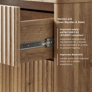 Brooklyn <strong>3</strong> <strong>Drawer</strong> Bedroom Modern <strong>Chest</strong> <strong>of</strong> <strong>Drawers</strong>, Wood Tall Nightstand, Waveform Fluted Side Table - Product Image 6
