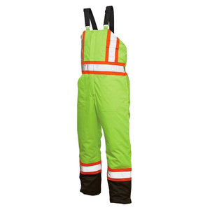 Winter Hi Vis Bib <strong>Overalls</strong> <strong>Black</strong> Bottom Waterproof Insulated Quilted Work Pants for Canada - Product Image 1