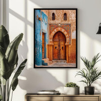 Décoration Murale HAOWAI OEM/ODM : Triptyque Arches Méditerranéennes Style Bohème pour Mosquée Marocaine – Idéal Maison, Airbnb, Bureau – Décoration Colorée Voyage