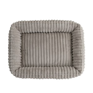 Gestreiftes Plüsch-Katzen- & Hundebett für den Winter, Warme Weiche Quadratische Haustiermatte, Komfortables Schlafbett, Abwischbar - Product Image 5