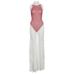 Abito lungo da donna estivo 2026 senza maniche, tinta unita, ecologico, aderente con nappe - Product Image 6