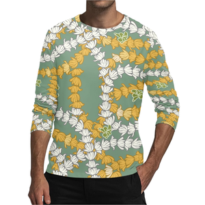 Heat Transfer High Quality Custom Casual Men's Long Sleeve T-Shirt Print Demand Breathable Eco-Friendly Maile Pikake <b>Lei</b> Fashion - Product Image 1