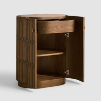Buffet moderne à 2 portes avec façade à panneaux surélevés, meuble de rangement en bois arrondi pour salle à manger, salon et entrée