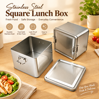 Boîte à lunch carrée JYB de haute qualité avec fermoir, boîte de rangement métallique multifonction scellée, boîte de conserve pour cuisine et garde-manger, idéale pour les fruits