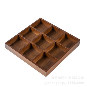 Bamboo Fruit Plate 9 Grid Dried Fruit Nut Box Multifunctional Desktop Storage <b>Tray</b> For <b>Snacks</b> Candy Home Living Room Use - Product Image 5