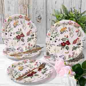 Assiettes en papier jetables de 9 pouces, style moderne, motif floral aquarelle, vente chaude, directement de l'usine, pour les goûters, mariages et enterrements de vie de jeune fille - Product Image 4