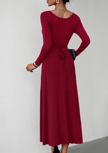 Thời Trang Phụ Nữ Mùa Thu Mùa Đông Cotton Giản Dị Một Dòng Thanh Lịch Eo Mỏng Bọc Dài Maxi Mùa Thu Dresses Đối Với Phụ Nữ - Product Image 2