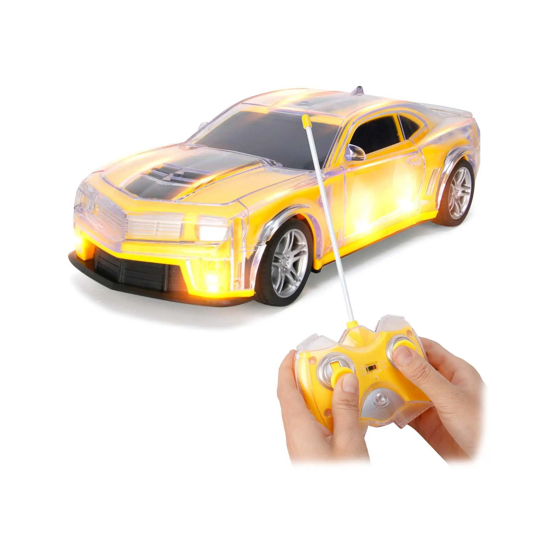 Light Up RC uzaktan kumanda yarış araba 1:20 ölçekli radyo kontrol araba yanıp sönen LED işıkları ile-İdeal hediye oyuncak çocuklar için (sarı)