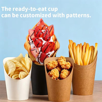 Gobelet jetable en papier kraft laminé pour frites, gobelet à œufs personnalisé, gobelet oblique, gobelet épaissi pour glaces et snacks, diamètre du gobelet