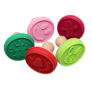 HY silikon kurabiye damgası kesici DIY pasta kek çerez mühür kalıpları ahşap saplı bisküvi baskılar kalıpları - Product Image 2