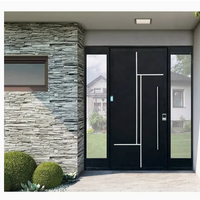 Porte d'entrée en acier insonorisée à verrouillage multipoints, moderne et luxueuse, pour projets d'appartements et personnalisation d'ingénierie