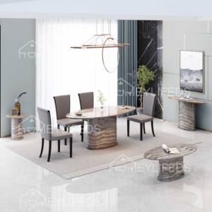 Chất lượng tốt nội thất đồ nội thất bằng thép không gỉ cơ sở 8 chỗ ngồi ghế Bàn Ăn Hiện Đại Bộ - Product Image 2