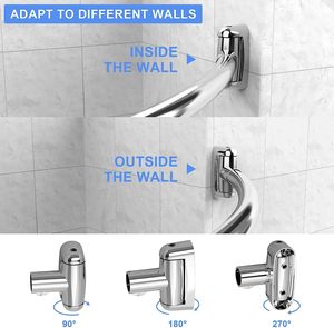 <span class=keywords><strong>Tringle</strong></span> de Douche Courbée en Acier Inoxydable Noir Antirouille – Tension Réglable avec Poignée Antidérapante et Installation Facile - Product Image 4