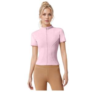 Nuovo Arrivo Grande Successo Maglietta Sexy a Maniche Corte con Cerniera ad Asciugatura Rapida Abbigliamento Sportivo da <span class=keywords><strong>Donna</strong></span> per <span class=keywords><strong>Fitness</strong></span> e Yoga Top da Yoga - Product Image 5