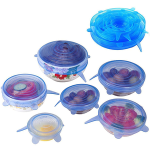 Lot de 6 couvercles extensibles réutilisables en silicone souple, multifonctionnels, de qualité alimentaire, pour fruits, viande et légumes - Product Image 5