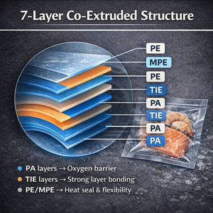 Sacs sous vide gaufrés, PA/PE <span class=keywords><strong>7</strong></span> couches co-extrudées, 90μm, meilleure évacuation de l'<span class=keywords><strong>air</strong></span>, 100 pièces/paquet, OEM - Product Image 2