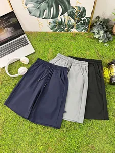 Shorts décontractés gris à séchage rapide avec cordon de serrage, tricotés, pour l'été, style décontracté ample et respirant pour garçons et filles - Product Image 2