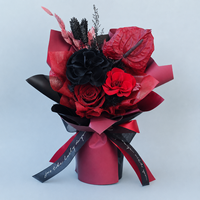 Bouquet de roses décoratives préservées faites à la main, mini bouquet de fleurs emballé pour mariage, Saint-Valentin, remise de diplôme - Décoration intérieure éternelle