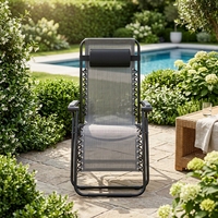 Fauteuil inclinable moderne noir zéro gravité, siège lounge en maille écologique, structure en acier inoxydable, portable pour extérieur, salle à manger, villa, plage