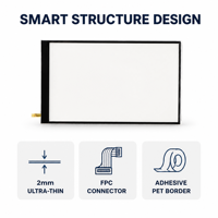 Écran LCD adhésif FPC ultra-fin de 2 mm avec rétroéclairage LED blanc à très haute luminosité 16000 Nits, affichage d'instrument en matériau PC de 4 pouces