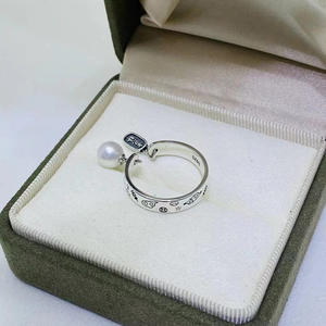 Support de bague en argent S925, accessoires en perles DIY, édition simple, perles rondes lâches de 6 à 8 mm, support de bijoux 10182 - Product Image 2