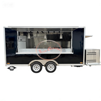 Chariot de nourriture remorquable à double fenêtre avec cadre en acier inoxydable, remorque à 4 roues avec micro-ondes et friteuse intégrés
