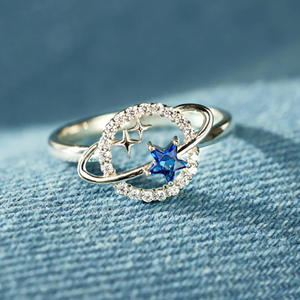 Anillo de cielo estrellado con circonita cúbica en forma de estrella y engaste micro pavé, joyería de moda unisex, regalo T0161 - Product Image 3