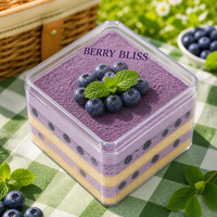 Bols à gâteau en plastique PS avec logo personnalisé, transparents, sans BPA, de qualité alimentaire, étanches, avec couvercles, vente en gros