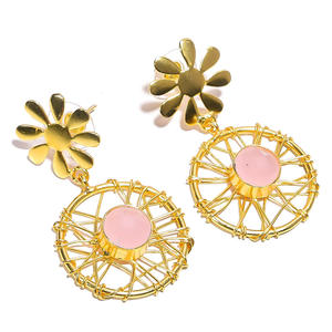 Pendientes de gota de Latón chapado en oro de 18 quilates de alta calidad, joyería de estilo clásico con piedras preciosas de cuarzo azul en forma de pera para mujer - Product Image 2