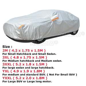 ผ้าคลุมรถอเนกประสงค์ SUV/ซีดาน แบบเต็มคัน กันน้ำ กันแดด กันฝน กันหิมะ ป้องกันรังสียูวี ดีไซน์ซิป สีดำ ขนาด S-XXL - Product Image 4