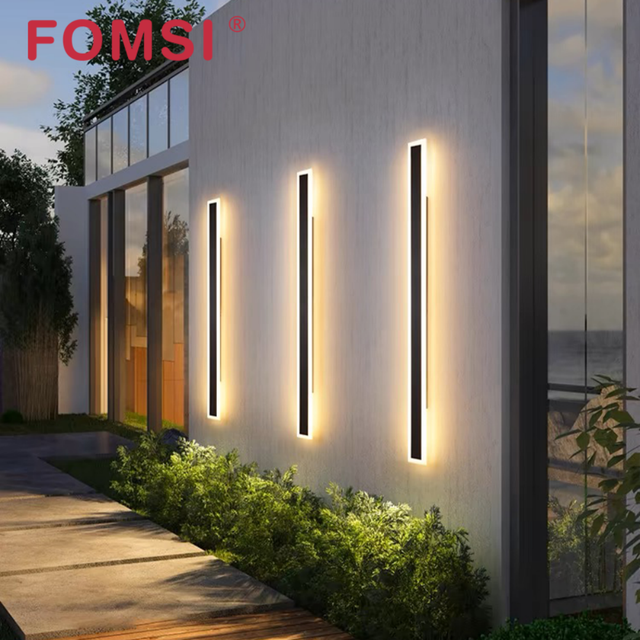 FOMSI 8W-48W Outdoor Wall Lamp Linear Long Strip Waterproof Light Acrylic Indoor Exterior Modern LED Wall Light for Garden Villa