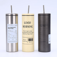 Thermos sous vide de style américain en acier inoxydable 304, tasse à café glacé et latte avec paille, tasse portable pour voiture