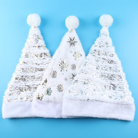 Casquette de Noël personnalisée de haute qualité, écologique, avec motif flocons de neige et nuages estampés or, en peluche, pour adultes et enfants