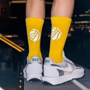 Cycling Crew Socks Cotton Reflective Yellow For Men Women Outdoor Sports Summer Wear - Product Image 1