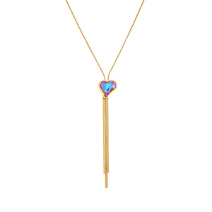 时尚无光泽金色水晶长流苏项链女批发N2309102 - Product Image 4