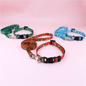 Accesorios para Mascotas, Conjunto de Correa y Collar de Poliéster con Dibujos Animados para Perros Pequeños y Gatos, Edición Limitada de Navidad, Correa para Pasear - Product Image 1