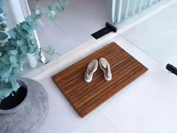 Tapis de douche et de bain en teck de qualité supérieure, plateforme en bois antidérapante pour spa, sauna, piscine, bain à remous, plage, pour l'intérieur et l'extérieur
