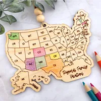 Mapa de Estados Unidos de Madera para Colgar en la Pared, Recuerdo de Vacaciones Personalizado con Colores de los Estados, Adorno para Viajes